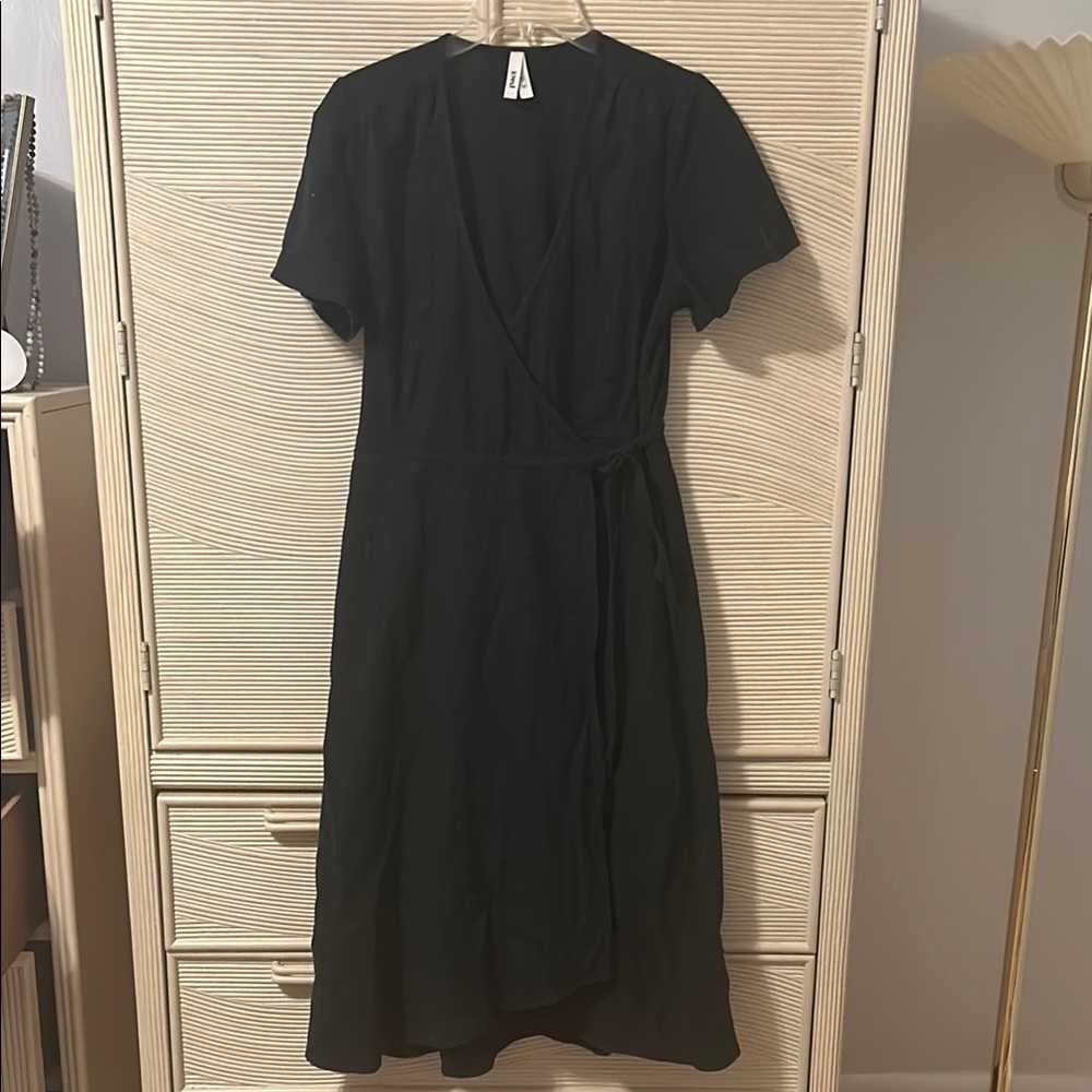 Organic Cotton Black Wrap Dress